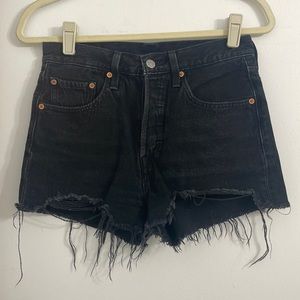 Levi’s Cutoff Distressed Denim Jean Shorts | 26 | Black